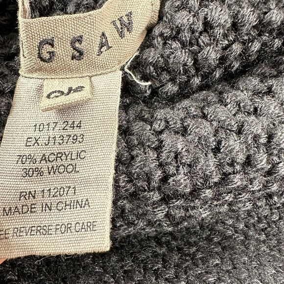 Jigsaw Turtleneck Cowl Thick Sleeveless Sweater Black Wool Blend Womens Sz OS - Picture 9 of 10